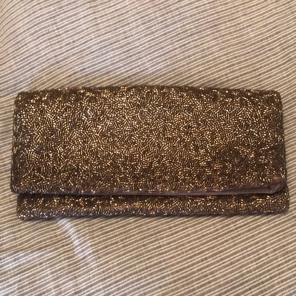 Banana Republic Handbags - Banana republic beaded clutch- bronze